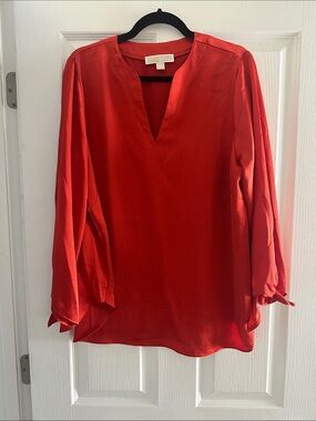 Michael Kors Orange V-Neck Tie-Sleeve Tunic
